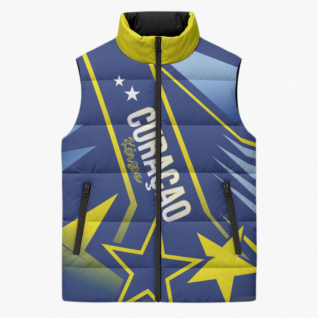 Personalized Country of Curacao Sleeveless Puffer Jacket Proud of Our Flag