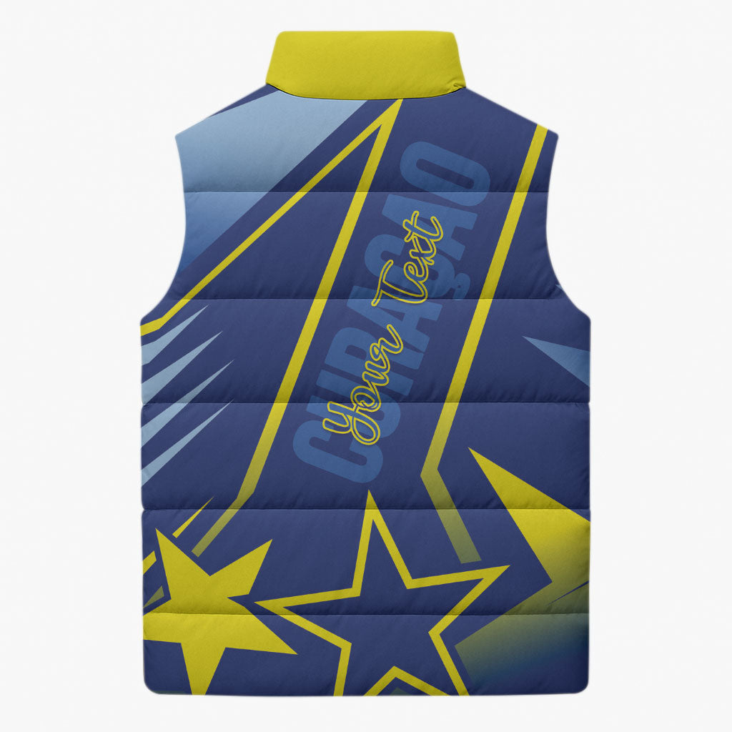 Personalized Country of Curacao Sleeveless Puffer Jacket Proud of Our Flag