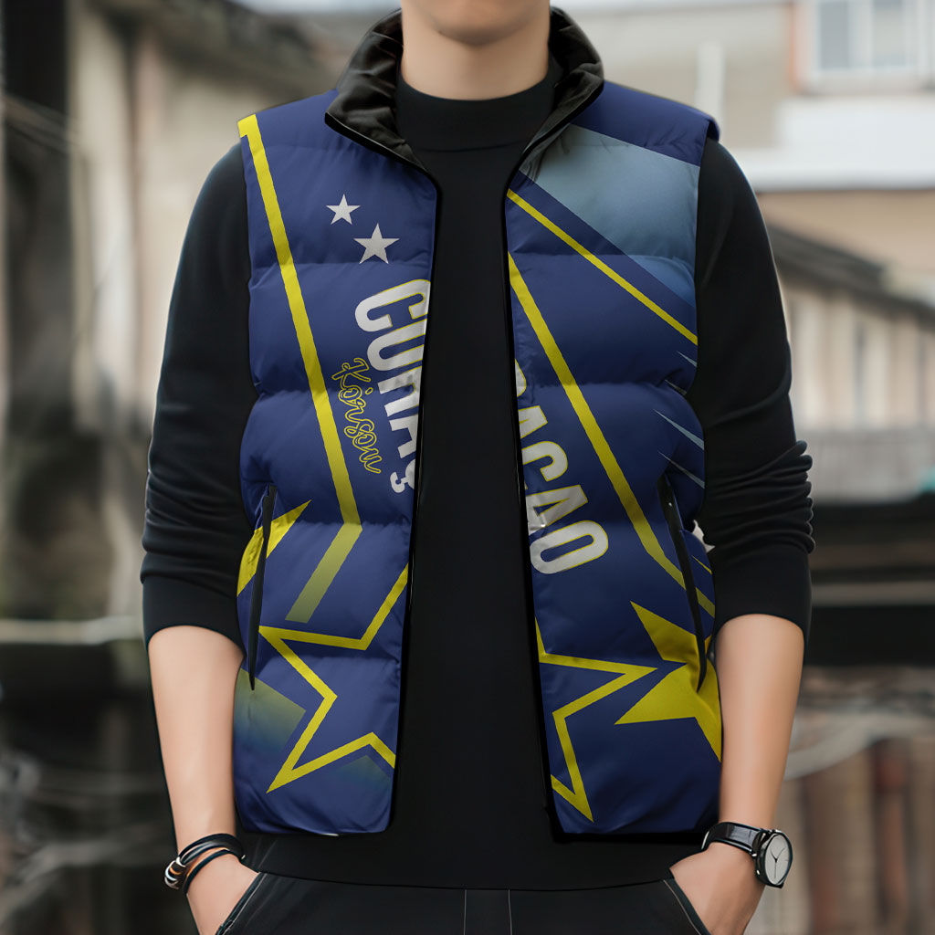 Personalized Country of Curacao Sleeveless Puffer Jacket Proud of Our Flag