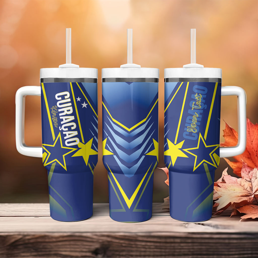 Personalized Country of Curacao Tumbler With Handle Proud of Our Flag