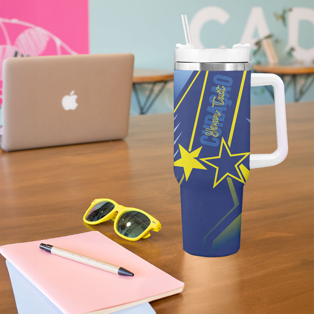 Personalized Country of Curacao Tumbler With Handle Proud of Our Flag