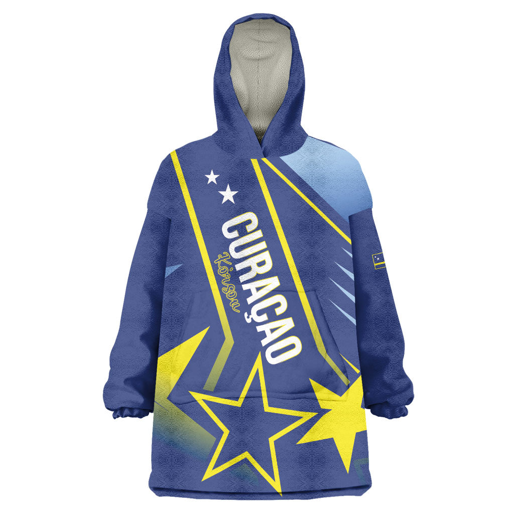 Personalized Country of Curacao Wearable Blanket Hoodie Proud of Our Flag