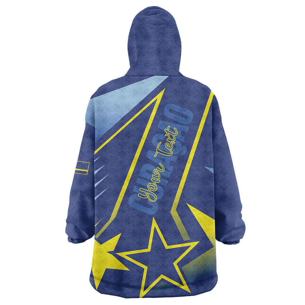 Personalized Country of Curacao Wearable Blanket Hoodie Proud of Our Flag
