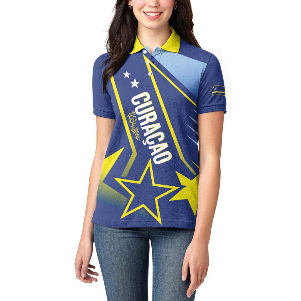 Personalized Country of Curacao Women Polo Shirt Proud of Our Flag