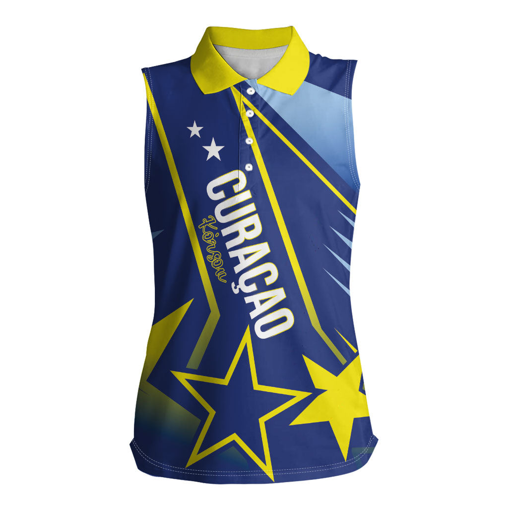 Personalized Country of Curacao Women Sleeveless Polo Shirt Proud of Our Flag