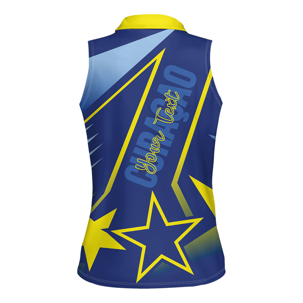 Personalized Country of Curacao Women Sleeveless Polo Shirt Proud of Our Flag