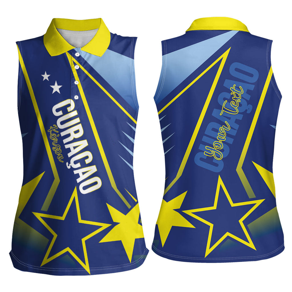Personalized Country of Curacao Women Sleeveless Polo Shirt Proud of Our Flag