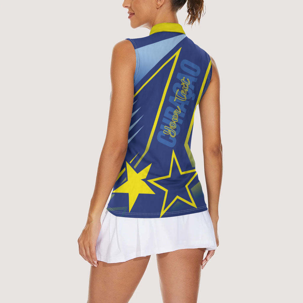 Personalized Country of Curacao Women Sleeveless Polo Shirt Proud of Our Flag