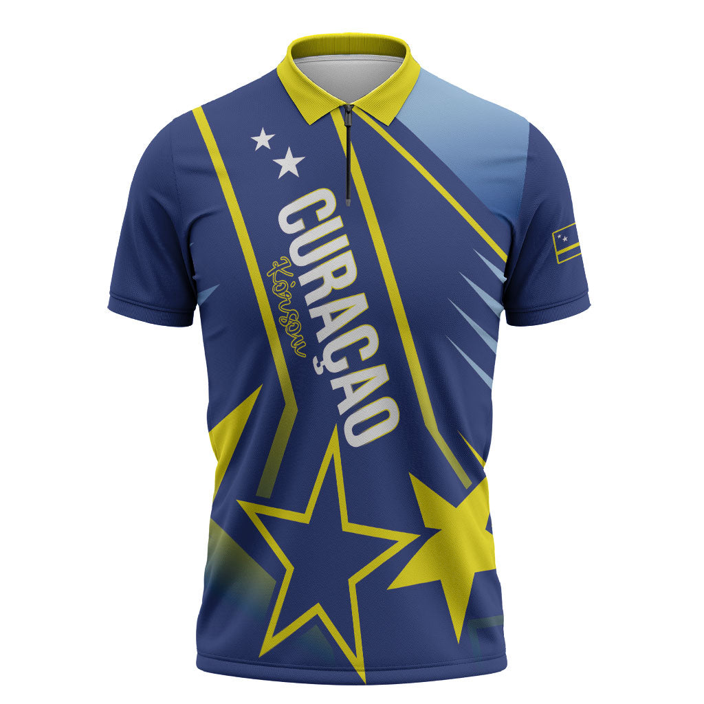 Personalized Country of Curacao Zipper Polo Shirt Proud of Our Flag