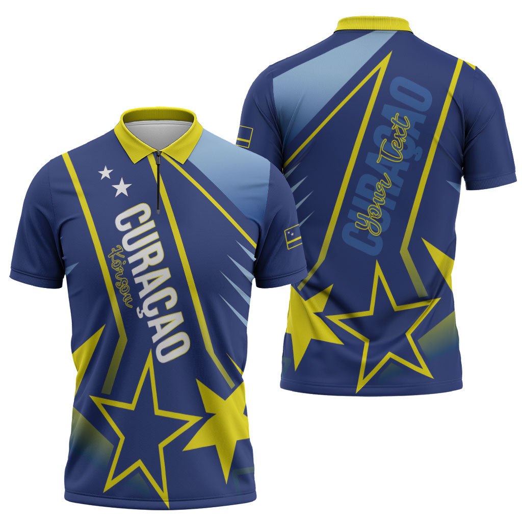 Personalized Country of Curacao Zipper Polo Shirt Proud of Our Flag