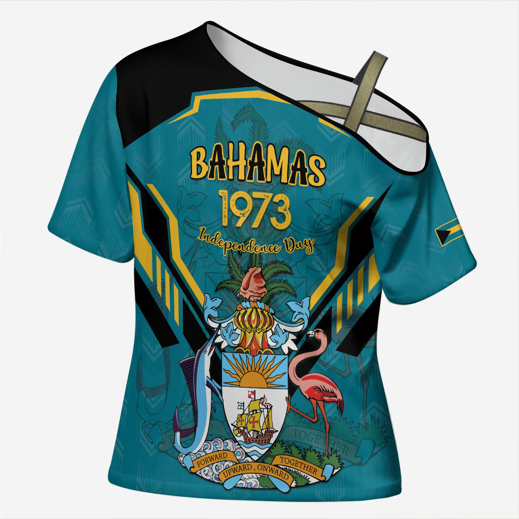 Personalized Bahamas 1973 Cross Shoulder Shirt Happy Independence Day