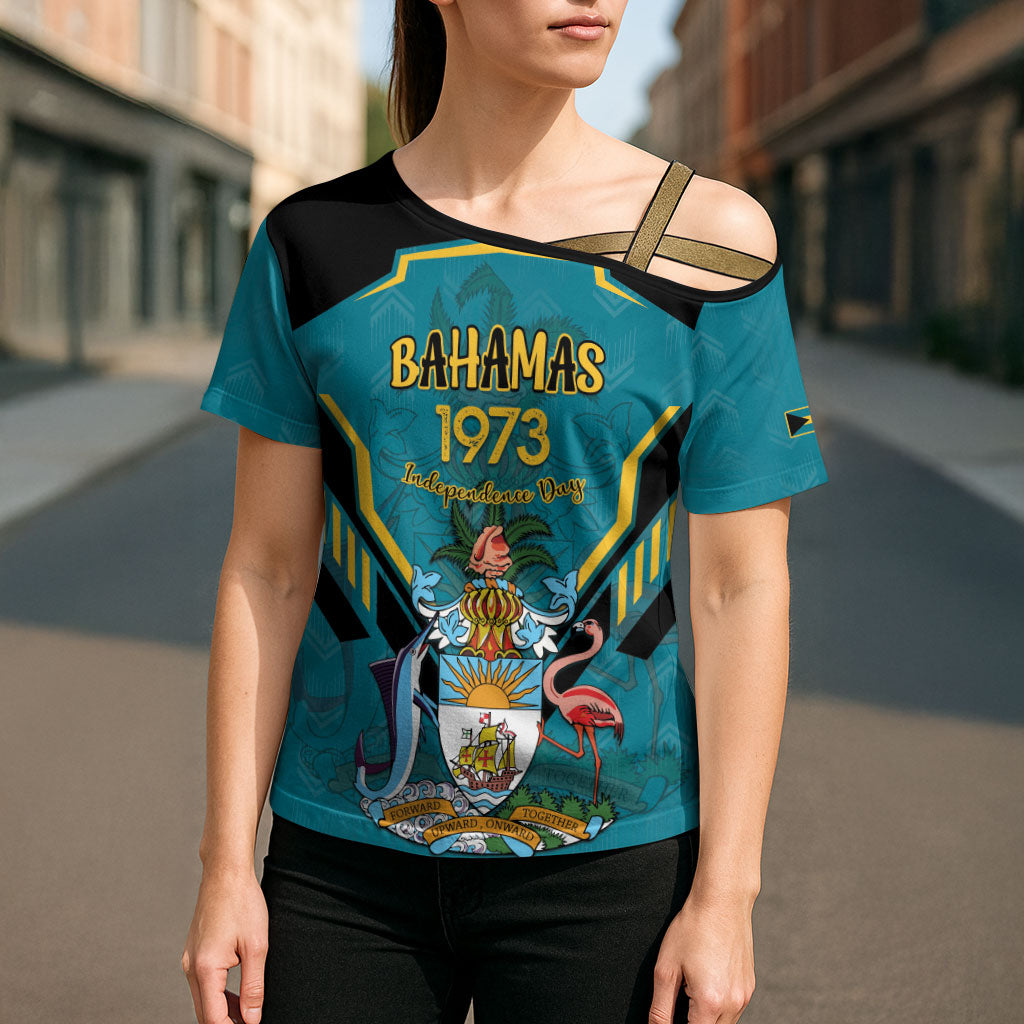 Personalized Bahamas 1973 Cross Shoulder Shirt Happy Independence Day