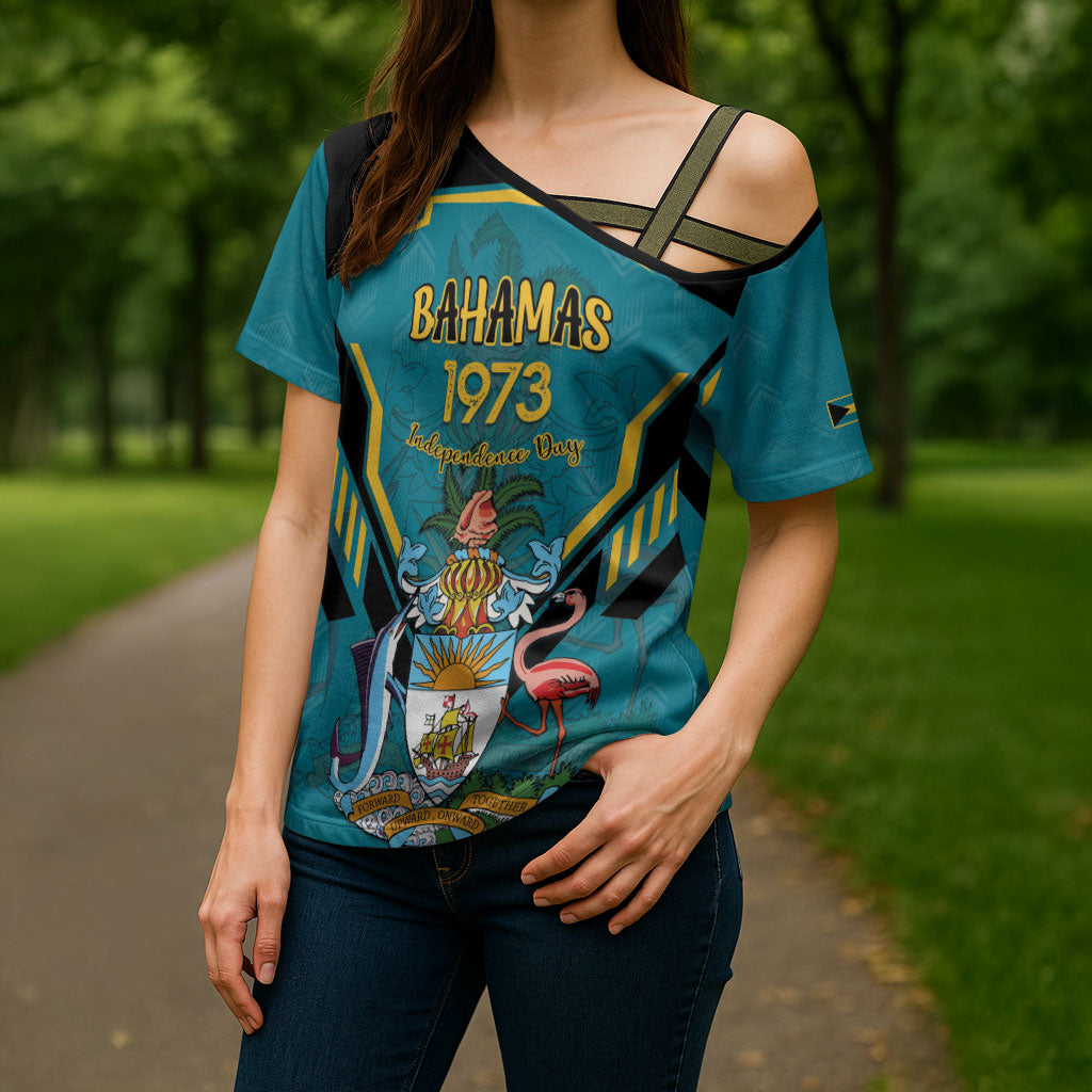 Personalized Bahamas 1973 Cross Shoulder Shirt Happy Independence Day