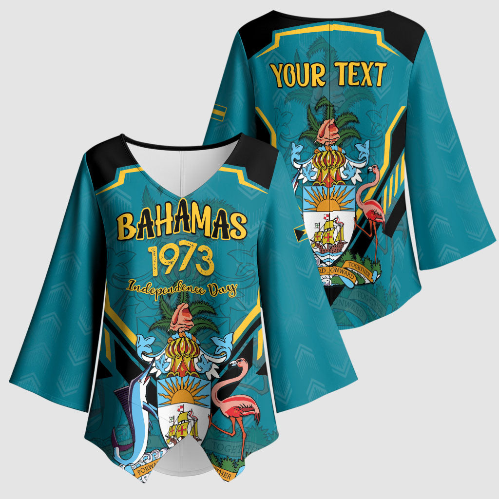Personalized Bahamas 1973 Kimono Sleeve Blouse Happy Independence Day