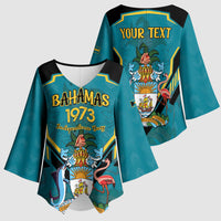 Personalized Bahamas 1973 Kimono Sleeve Blouse Happy Independence Day
