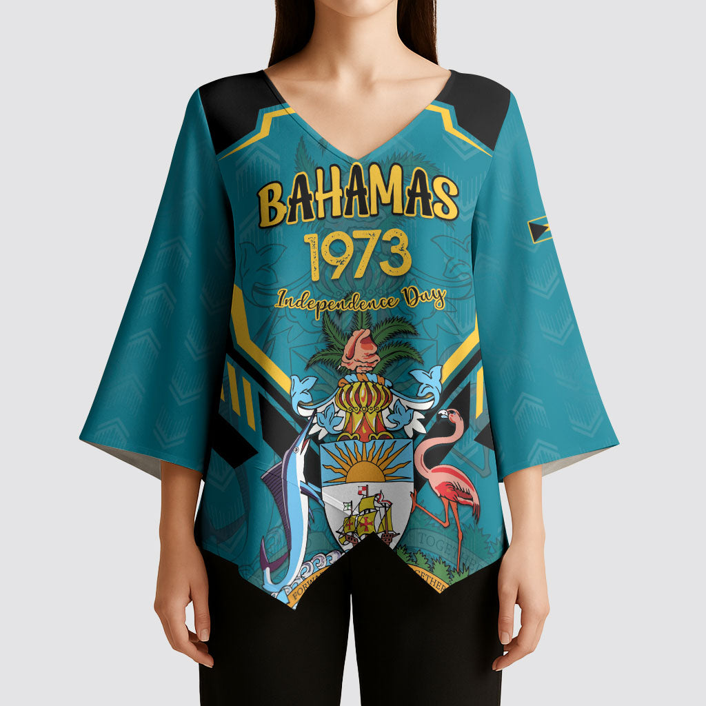 Personalized Bahamas 1973 Kimono Sleeve Blouse Happy Independence Day