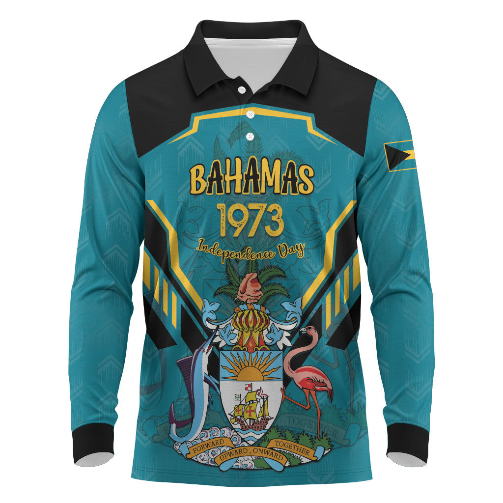 Personalized Bahamas 1973 Long Sleeve Polo Shirt Happy Independence Day