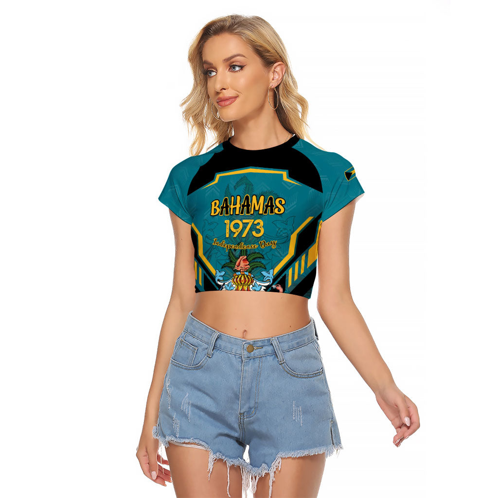 Personalized Bahamas 1973 Raglan Cropped T Shirt Happy Independence Day