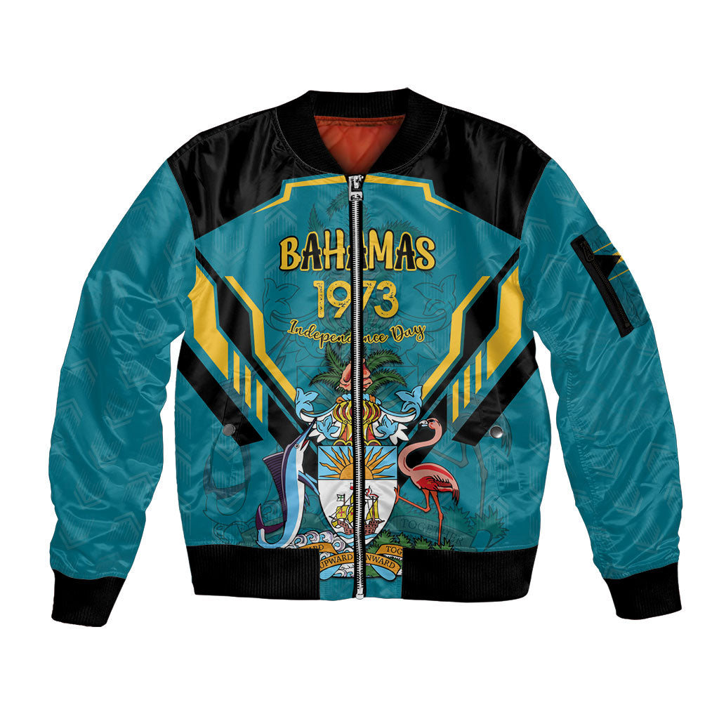 Personalized Bahamas 1973 Sleeve Zip Bomber Jacket Happy Independence Day