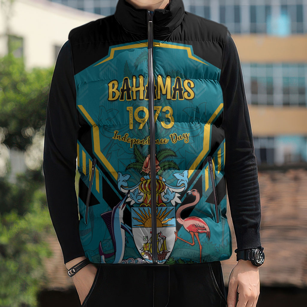 Personalized Bahamas 1973 Sleeveless Puffer Jacket Happy Independence Day