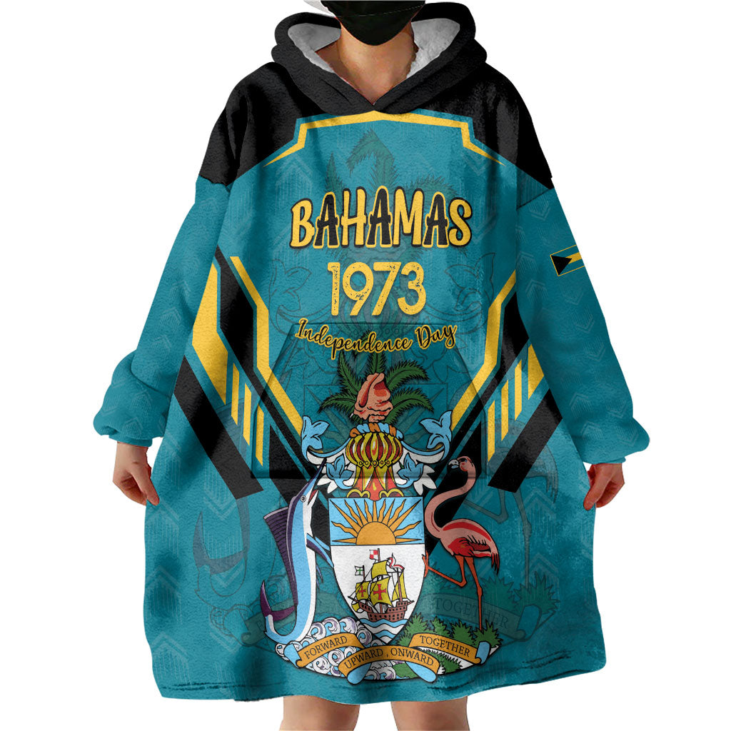 Personalized Bahamas 1973 Wearable Blanket Hoodie Happy Independence Day