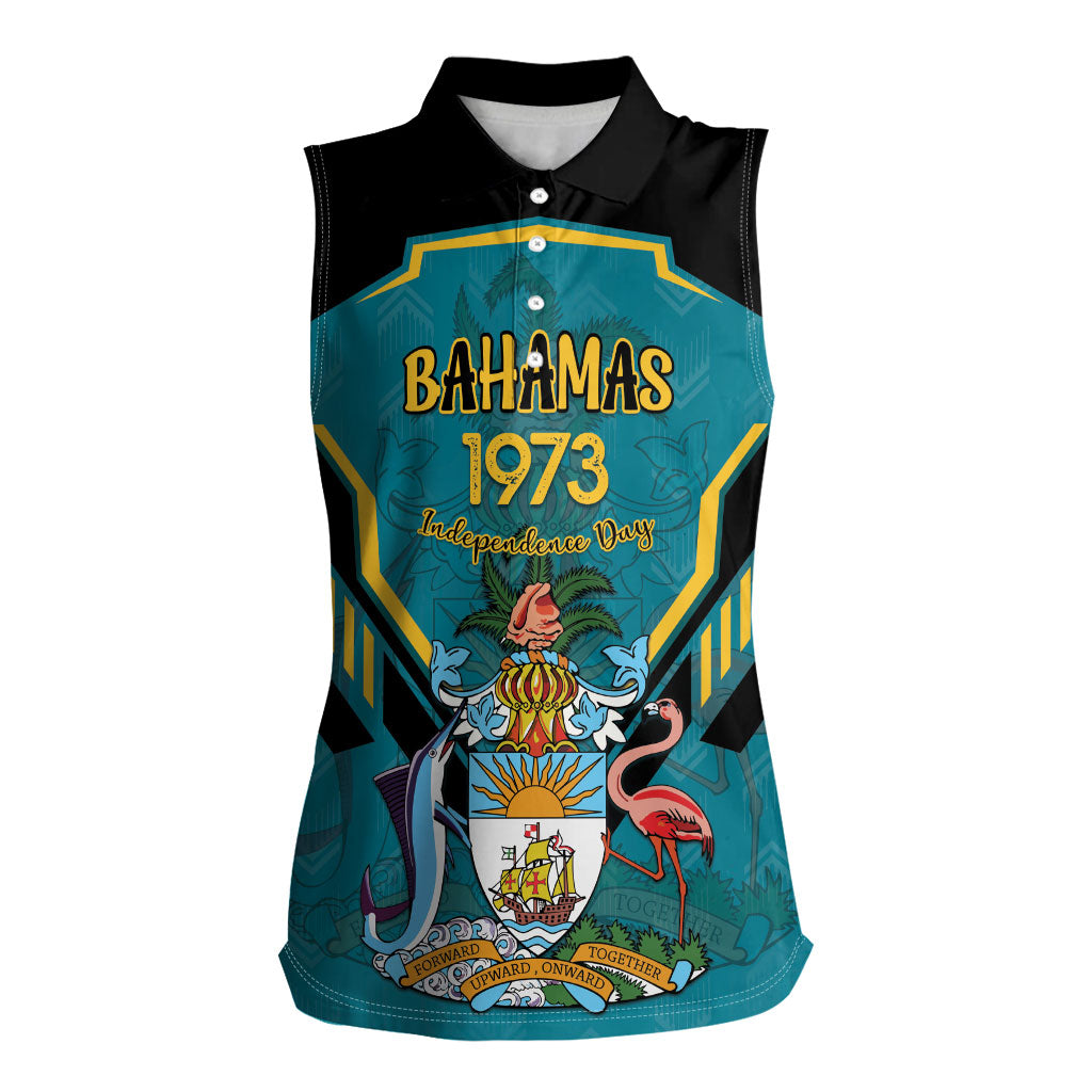 Personalized Bahamas 1973 Women Sleeveless Polo Shirt Happy Independence Day