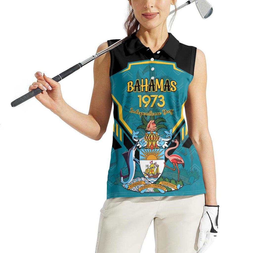 Personalized Bahamas 1973 Women Sleeveless Polo Shirt Happy Independence Day
