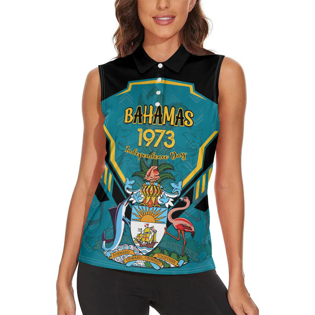 Personalized Bahamas 1973 Women Sleeveless Polo Shirt Happy Independence Day