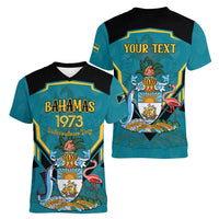 Personalized Bahamas 1973 Women V-Neck T-Shirt Happy Independence Day