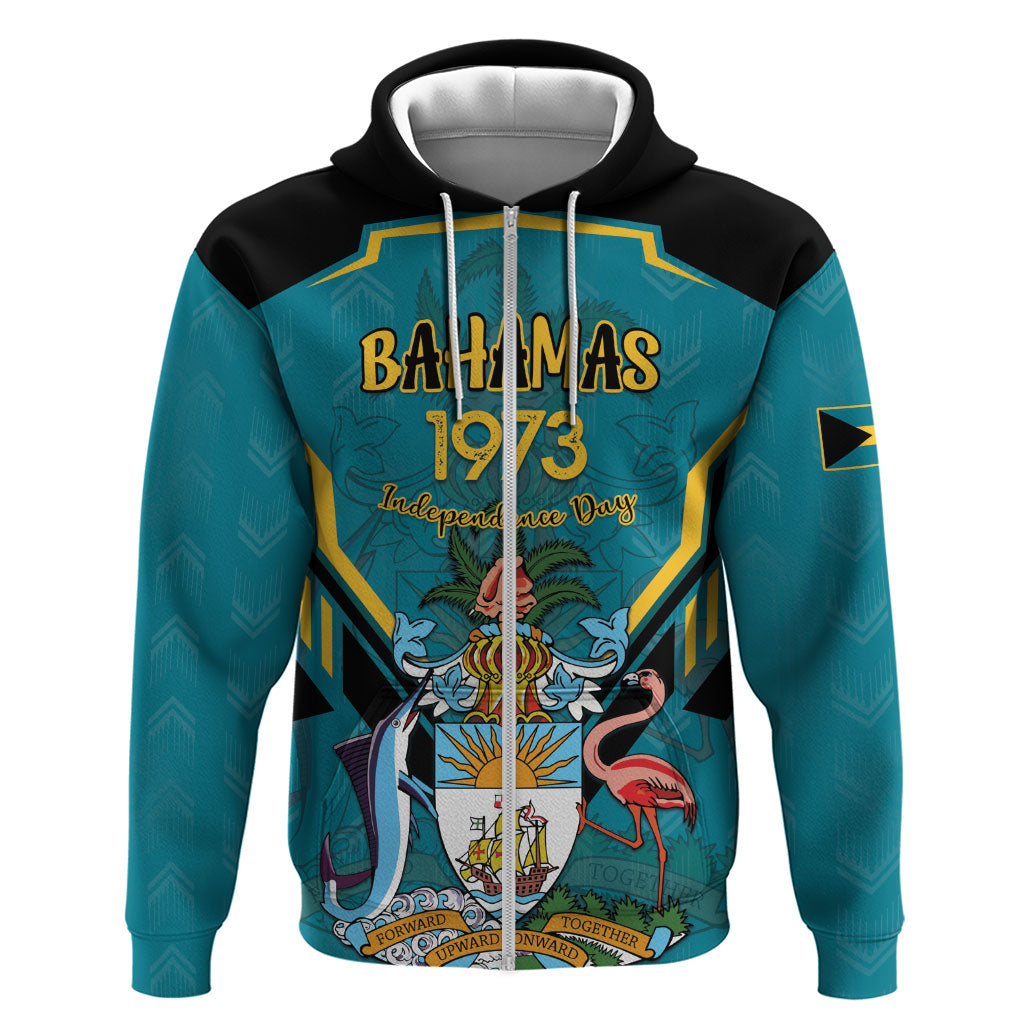 Personalized Bahamas 1973 Zip Hoodie Happy Independence Day