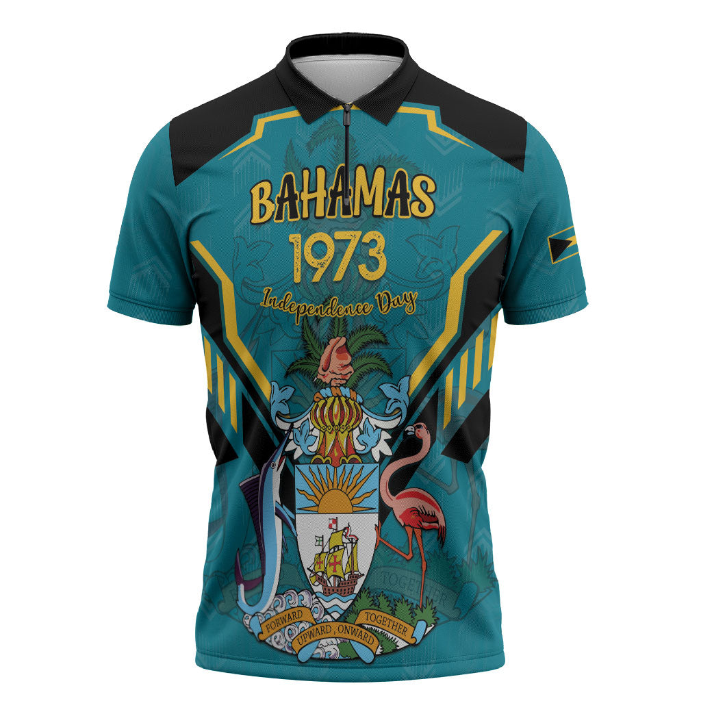 Personalized Bahamas 1973 Zipper Polo Shirt Happy Independence Day