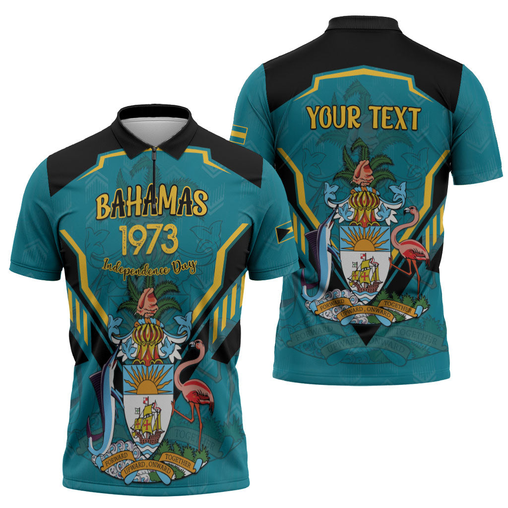 Personalized Bahamas 1973 Zipper Polo Shirt Happy Independence Day