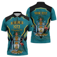Personalized Bahamas 1973 Zipper Polo Shirt Happy Independence Day