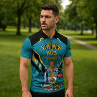 Personalized Bahamas 1973 Zipper Polo Shirt Happy Independence Day