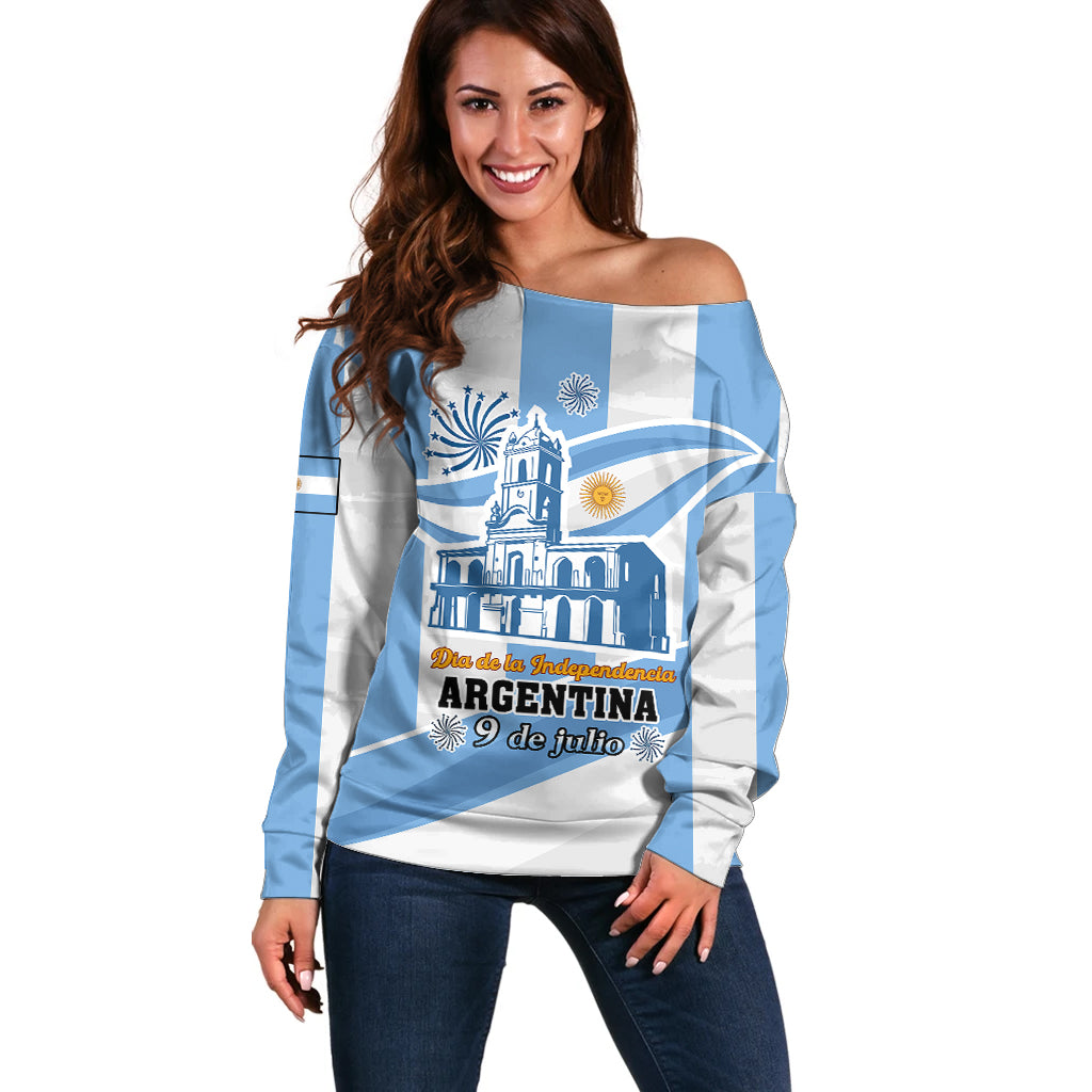 Custom 9 July Argentina Independence Day Off Shoulder Sweater The House Of Tucuman Special Version - Wonder Print Shop