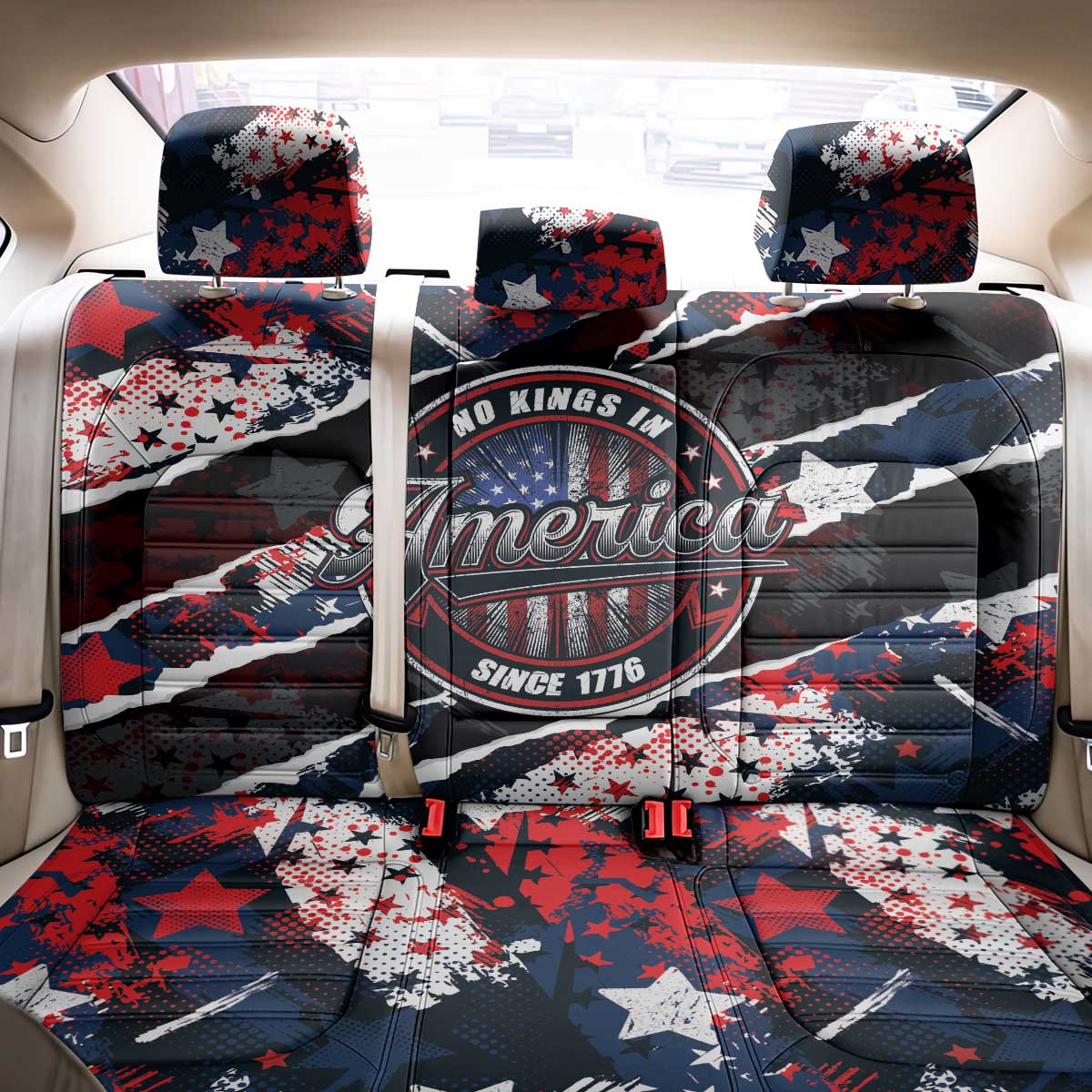 No Kings In America Since 1776 Back Car Seat Cover Grunge Style - Wonder Print Shop