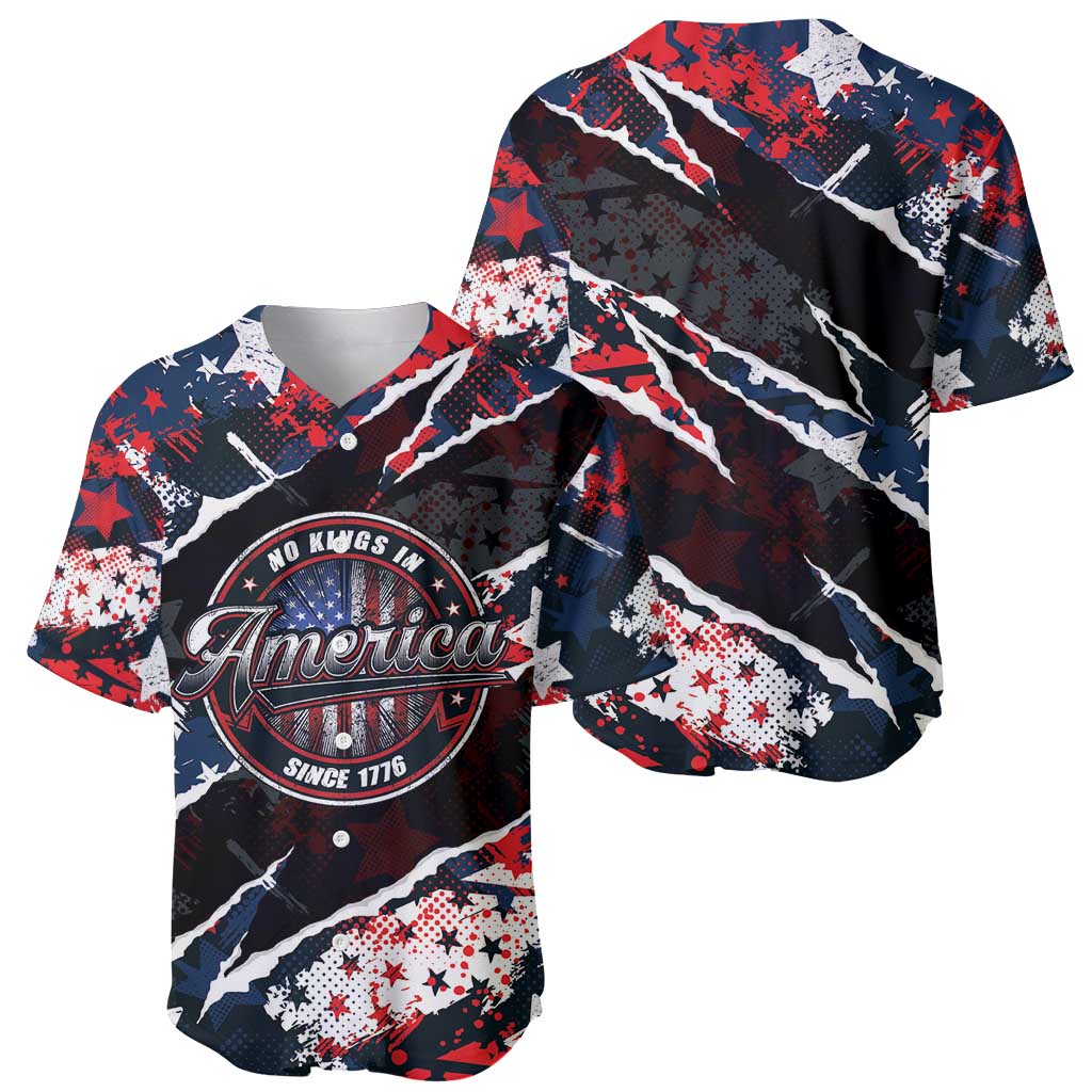 No Kings In America Since 1776 Baseball Jersey Grunge Style - Wonder Print Shop