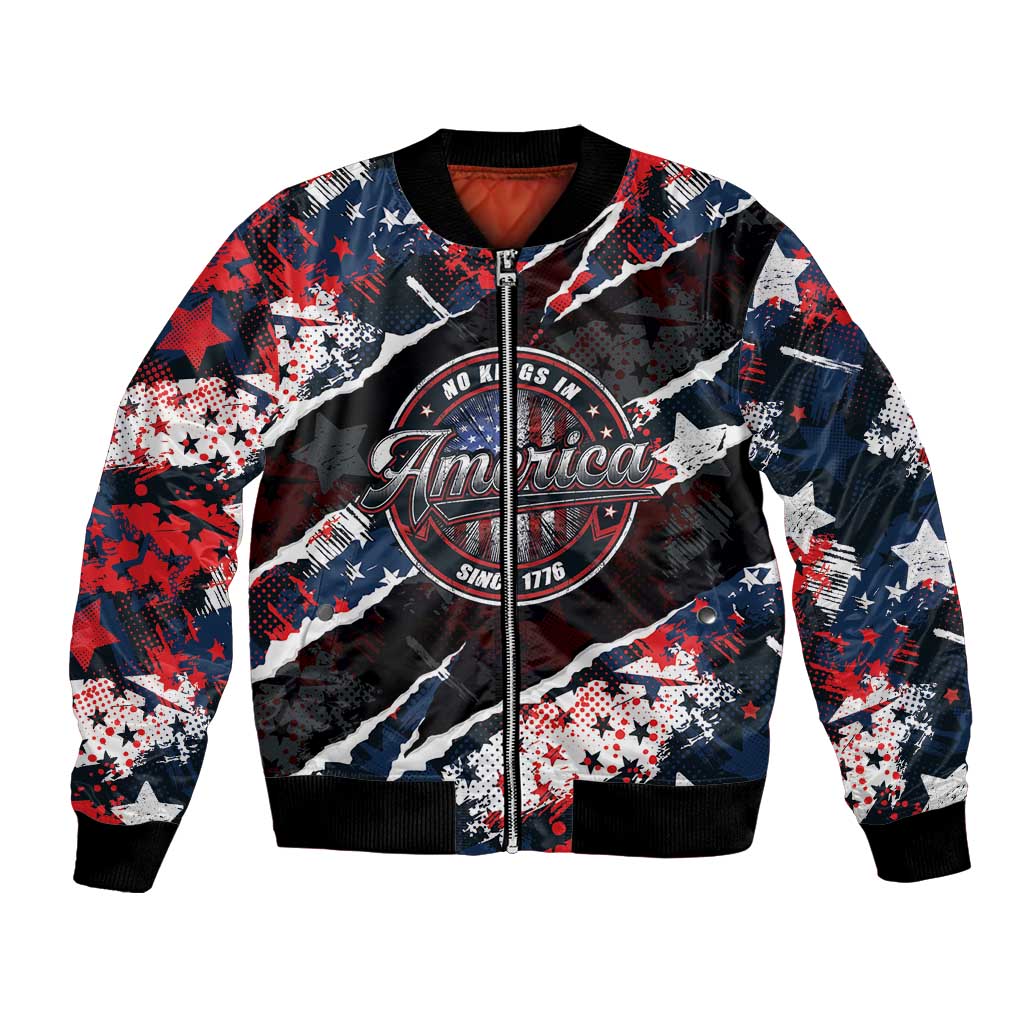 No Kings In America Since 1776 Bomber Jacket Grunge Style - Wonder Print Shop
