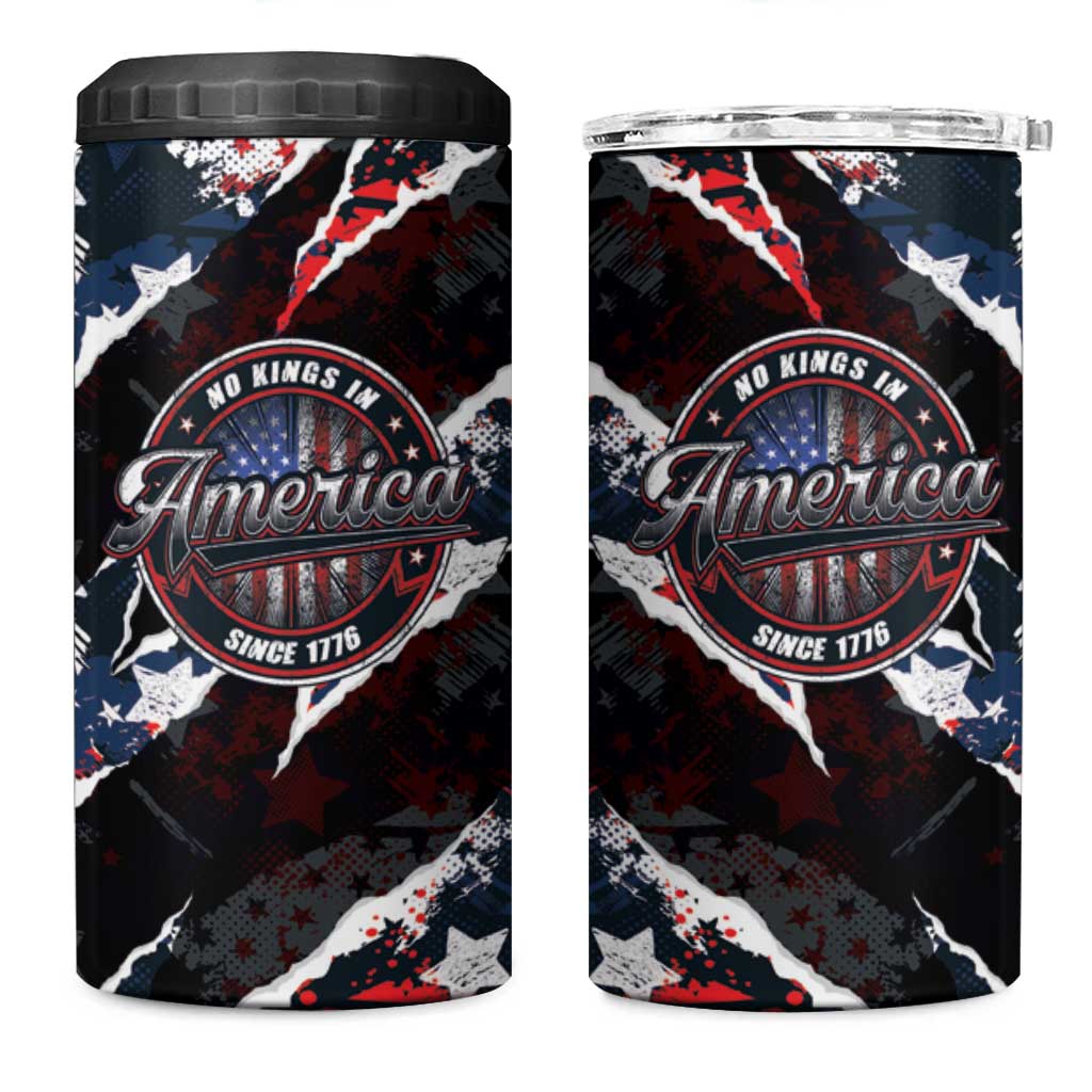 No Kings In America Since 1776 4 in 1 Can Cooler Tumbler Grunge Style - Wonder Print Shop