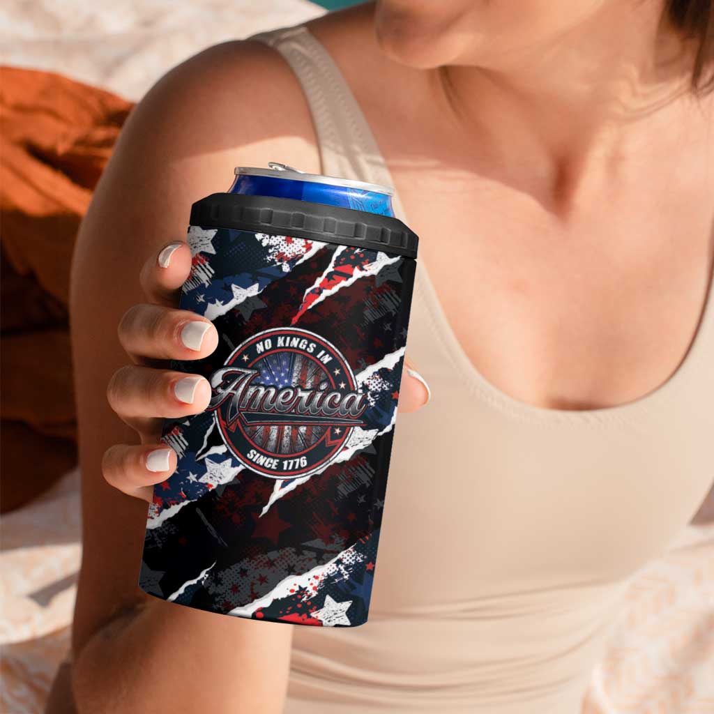 No Kings In America Since 1776 4 in 1 Can Cooler Tumbler Grunge Style - Wonder Print Shop
