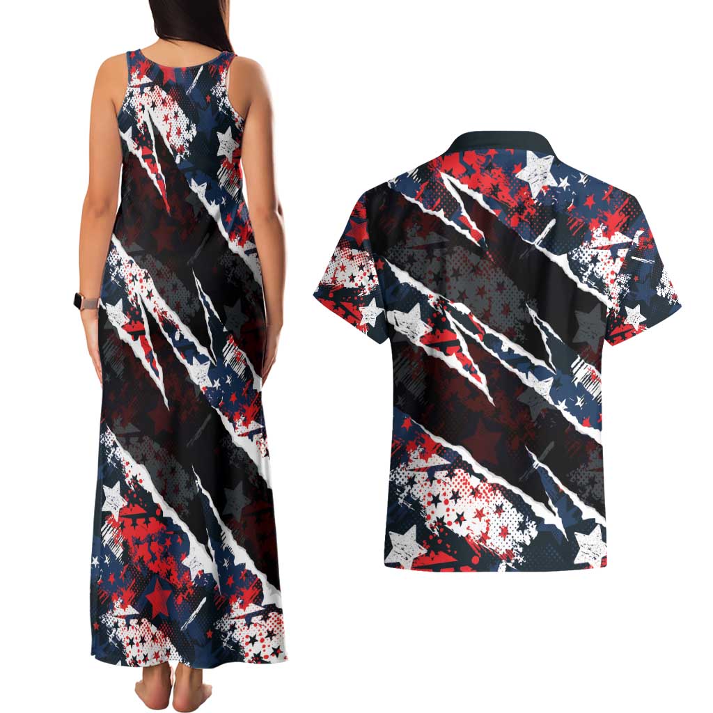 No Kings In America Since 1776 Couples Matching Tank Maxi Dress and Hawaiian Shirt Grunge Style - Wonder Print Shop