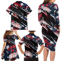 No Kings In America Since 1776 Family Matching Long Sleeve Bodycon Dress and Hawaiian Shirt Grunge Style - Wonder Print Shop