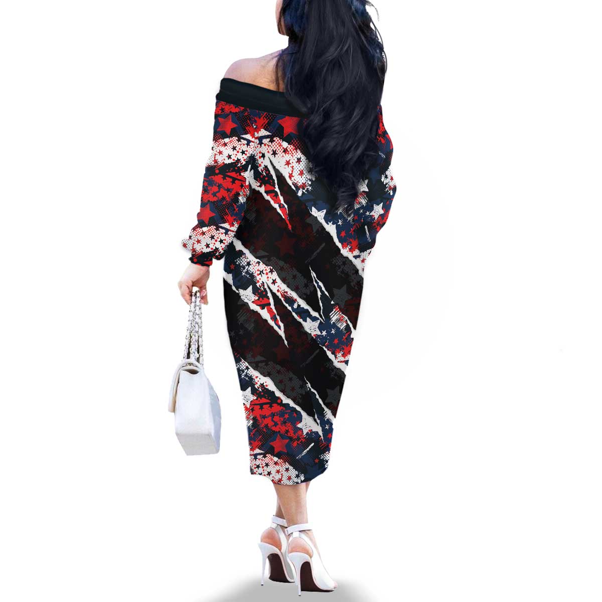 No Kings In America Since 1776 Family Matching Off The Shoulder Long Sleeve Dress and Hawaiian Shirt Grunge Style - Wonder Print Shop