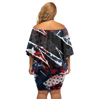 No Kings In America Since 1776 Family Matching Off Shoulder Short Dress and Hawaiian Shirt Grunge Style - Wonder Print Shop