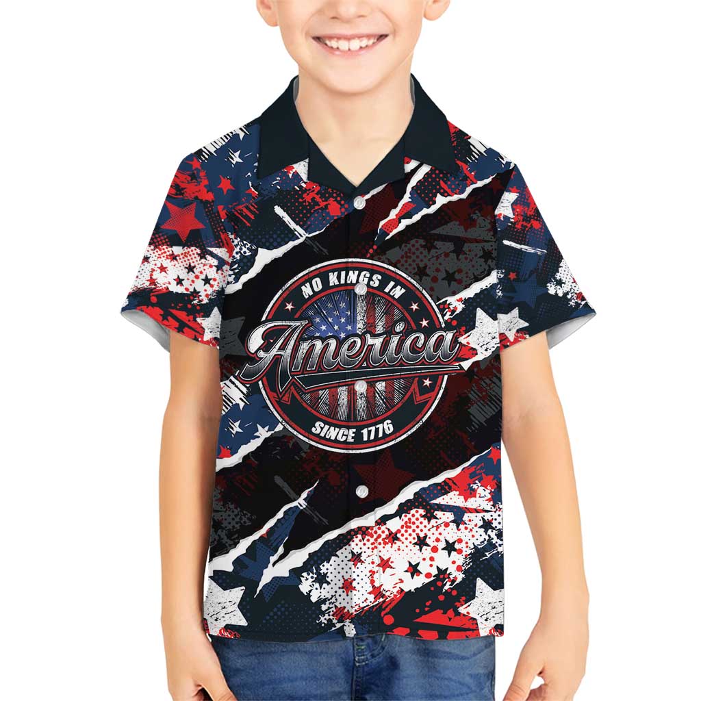 No Kings In America Since 1776 Family Matching Puletasi and Hawaiian Shirt Grunge Style - Wonder Print Shop