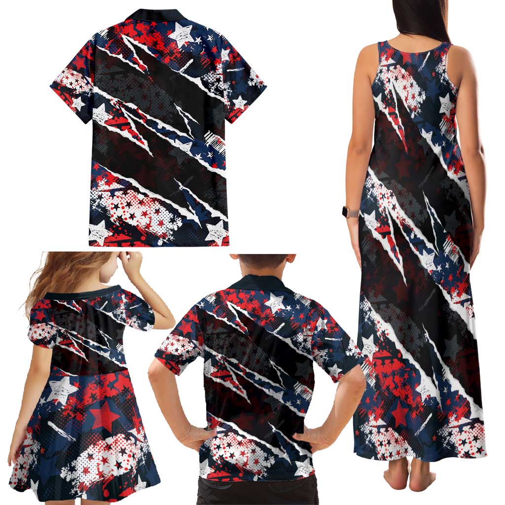 No Kings In America Since 1776 Family Matching Tank Maxi Dress and Hawaiian Shirt Grunge Style - Wonder Print Shop