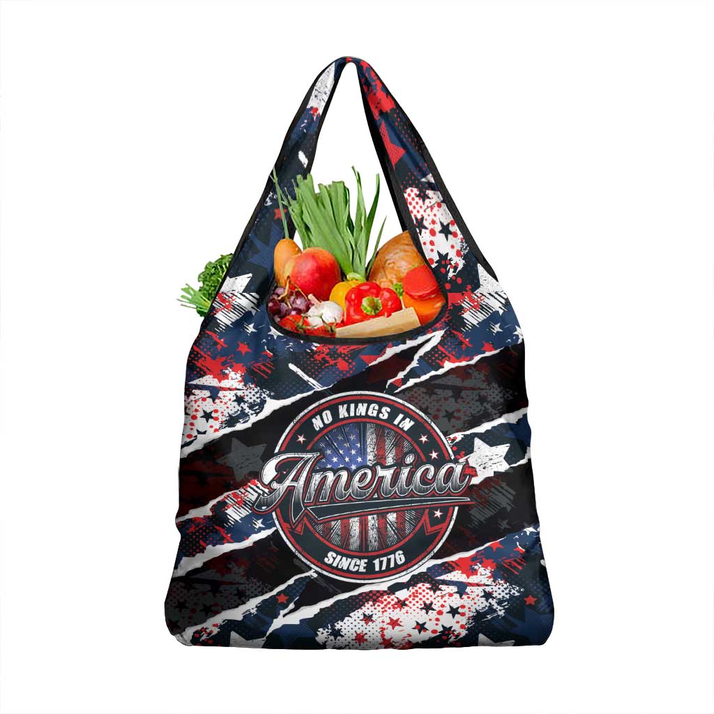 No Kings In America Since 1776 Grocery Bag Grunge Style - Wonder Print Shop