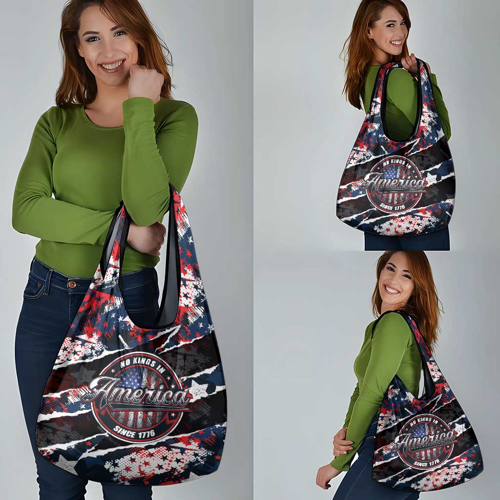 No Kings In America Since 1776 Grocery Bag Grunge Style - Wonder Print Shop