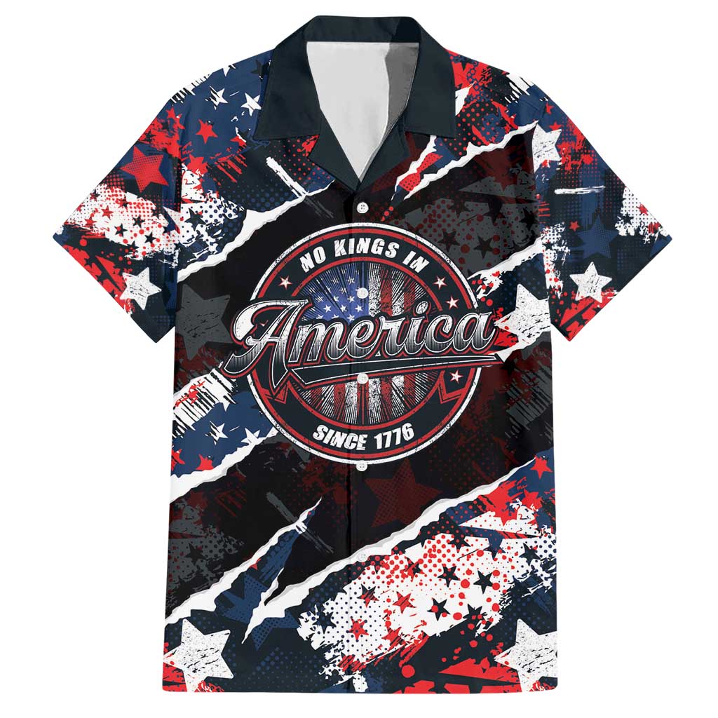 No Kings In America Since 1776 Hawaiian Shirt Grunge Style - Wonder Print Shop
