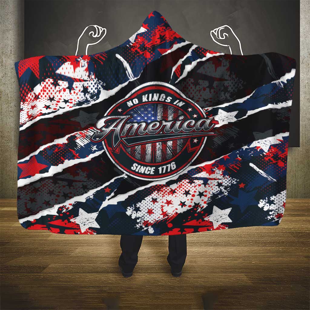 No Kings In America Since 1776 Hooded Blanket Grunge Style - Wonder Print Shop